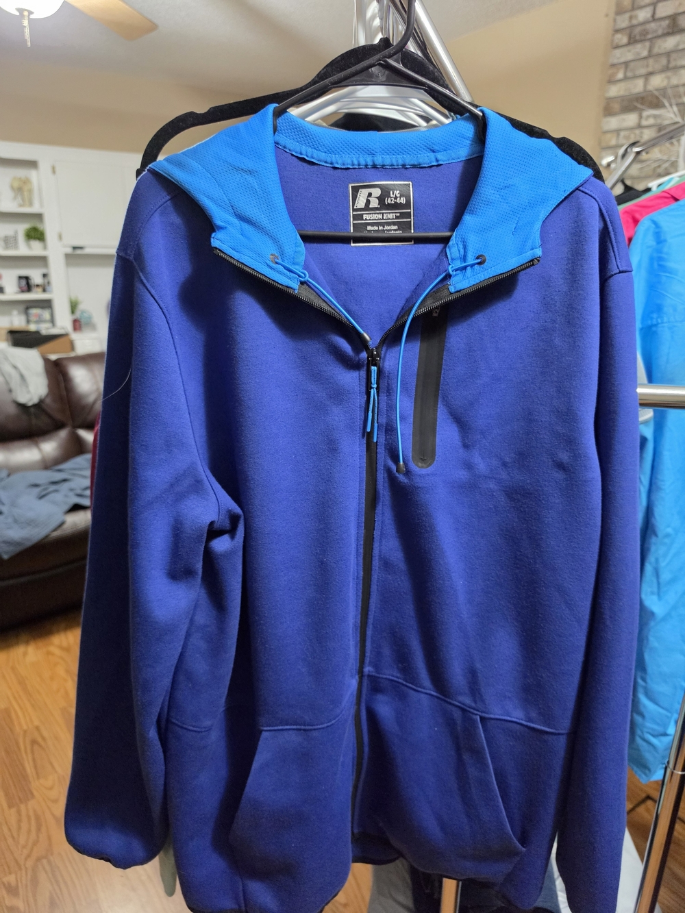 Russell Athletic Men's Blue Zip-Up Hooded Jacket